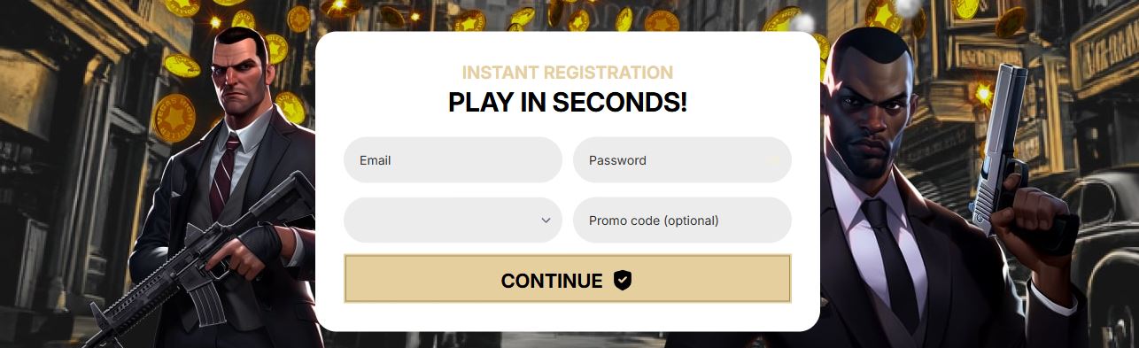 Create account instantly by entering email and password