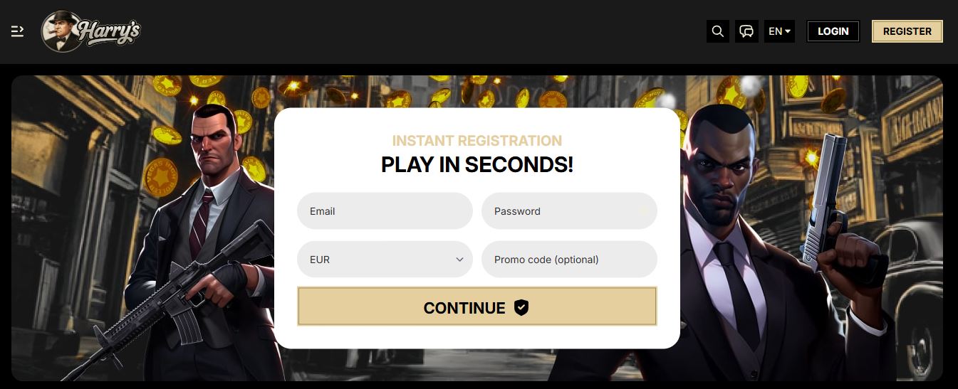 Play in seconds with instant registration at online casino